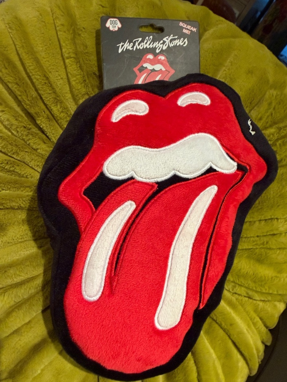 The Rolling Stones DOG Plush Toy - Red & Black Tongue Logo - SQUEAK ME!